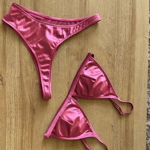 Women’s Shiny Pink Bikini Set Size Small